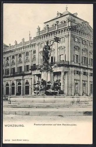 AK Würzburg, Frankoniabrunnen auf dem Residenzplatz