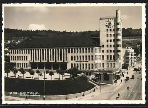 AK Zürich-Wipkingen, Strassenpartie am Kirchengemeindehaus