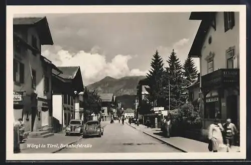 AK Wörgl in Tirol, Partie in der Bahnhofstrasse