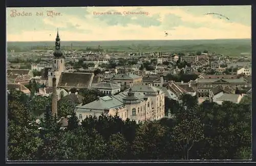 AK Baden bei Wien, Panorama mit Kirche vom Calvarienberg