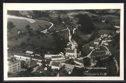 AK Helfenberg /O.-D., Teilansicht mit Kirche, Fliegeraufnahme