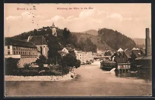 AK Bruck a. d. M., Mündung der Mürz in die Mur