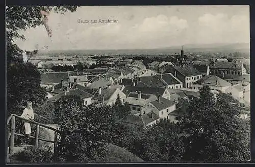 AK Amstetten, Teilansicht mit Bäumen