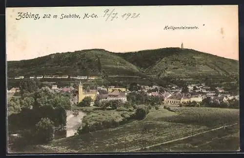 AK Langenlois /N.-Oe., Zöbing mit Blick auf die Heiligsteinwarte