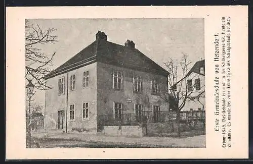 AK Wien, Aussenansicht erste Gemeindeschule von Hetzendorf, erbaut 1845