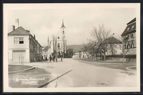 AK Rechnitz /Steiermark, Hauptplatz mit Kirche