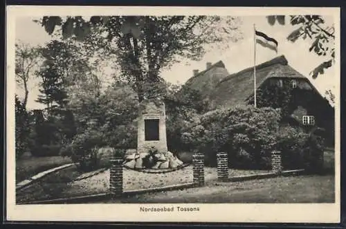 AK Tossens, Blick auf das Kriegerdenkmal