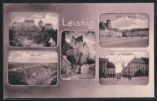 AK Leisnig, Schloss Mildenstein, Mildental, Kirchstrasse