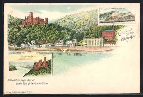 Künstler-AK Koblenz, Schloss Stolzenfels und Festung Ehrenbreitstein