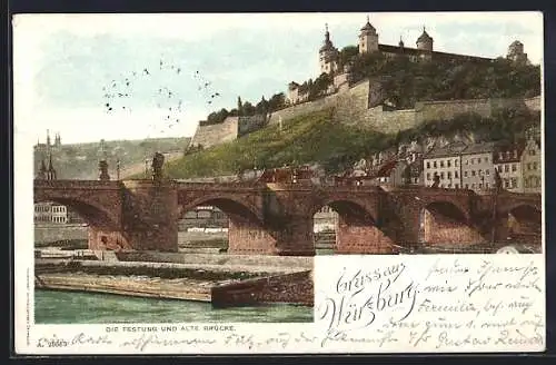 AK Würzburg, Festung und alte Brücke