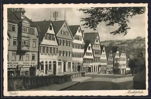 AK Calw, Strassenpartie am Marktplatz