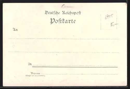 Lithographie Frankfurt, Goethe-Denkmal, Römer, Kaisersaal, Main mit Schiff, Post und Schillerdenkmal