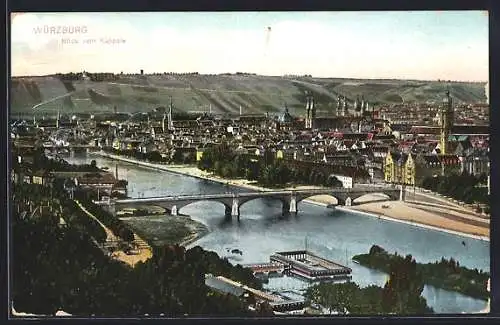 AK Würzburg, Blick vom Käppele auf die alte Brücke und die Stadt