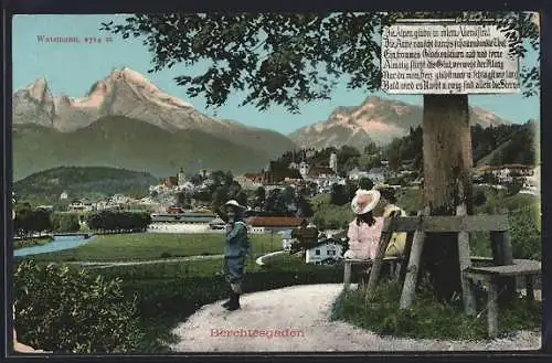 AK Berchtesgaden, Blick von einem Aussichtspunkt auf die Stadt