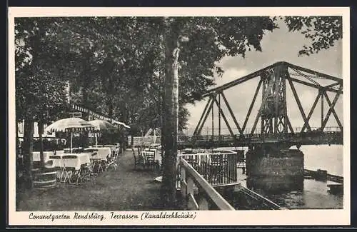 AK Rendsburg, Gaststätte Conventgarten und Kanaldrehbrücke