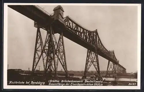 AK Rendsburg, Hochbrücke, Panorama