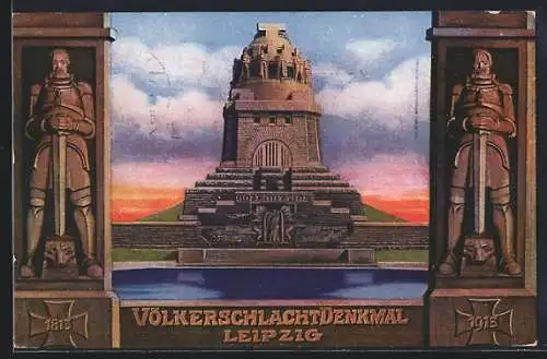 AK Leipzig, Völkerschlachtdenkmal, offizielle Postkarte zur Weihe des Denkmals 1913, Ganzsache