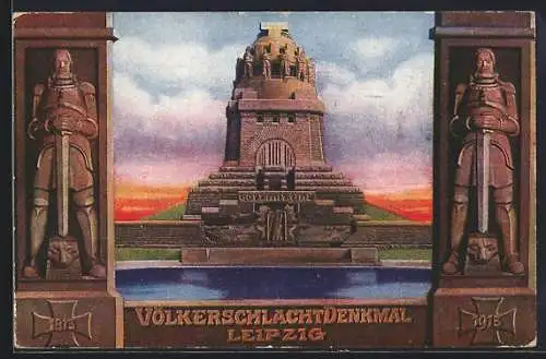 AK Leipzig, Völkerschlachtdenkmal, offizielle Postkarte zur Weihe des Denkmals 1913, Ganzsache