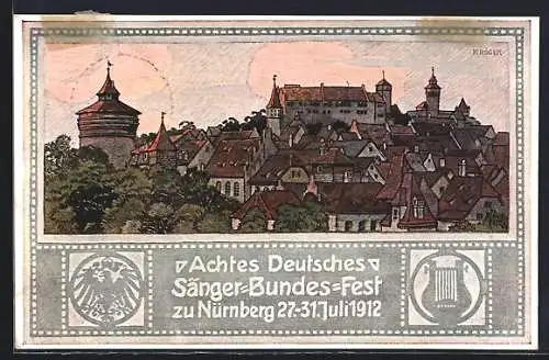 AK Nürnberg, VIII. Deutsches Sängerbundesfest, 27. - 31. Juli 1912, Ganzsache