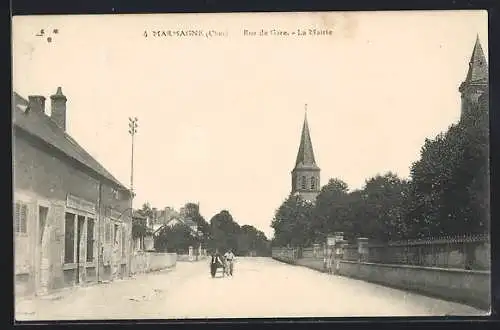 AK Marmagne, Rue de Gare, La Mairie