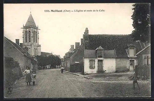 AK Meillant, L`Église et route de la Celle