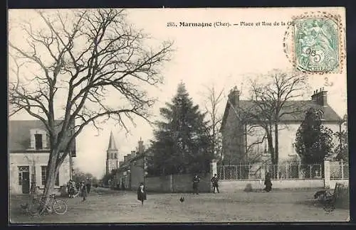 AK Marmagne, Place et Rue de la Gare