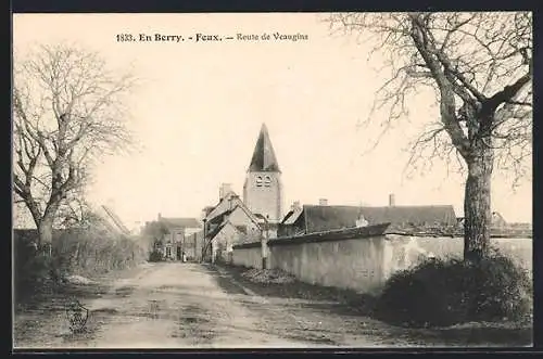 AK Feux, Route de Vaugirard avec vue sur l`église et les maisons du village