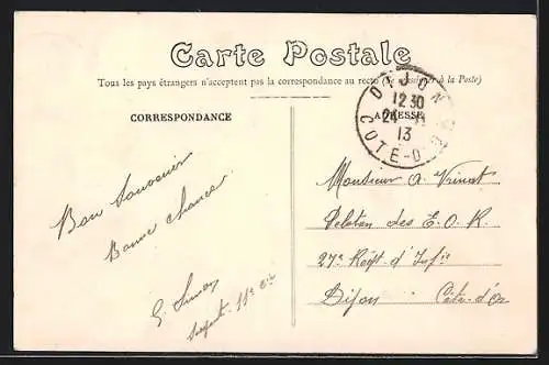 AK Avord, Vue Générale côté Ouest avec charrette et bâtiments militaires