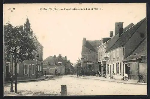 AK Baugy, Place Nationale côté Sud et Mairie