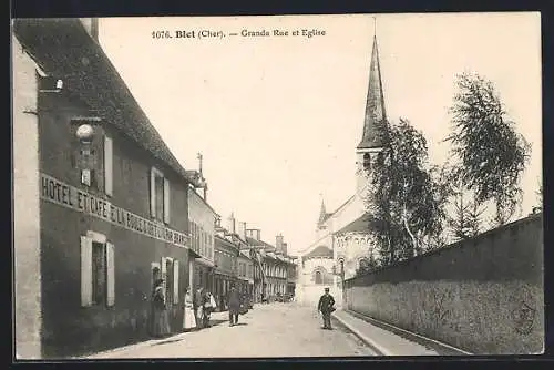 AK Blet, Grande Rue et Église