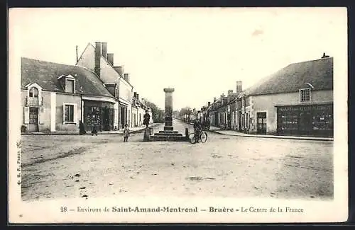 AK Bruère, Vue du centre avec monument et café au coin