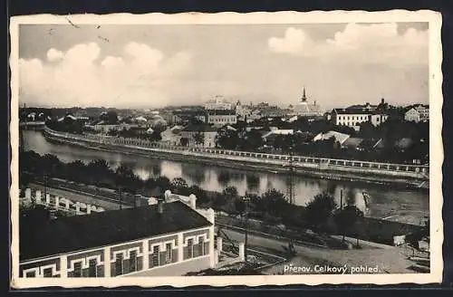 AK Prerov, Flusspartie mit Stadtansicht