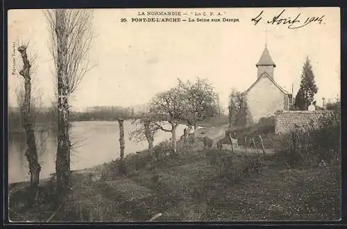 AK Pont-de-l`Arche, La Seine aux Damps