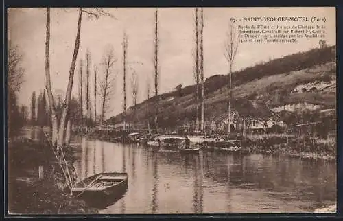 AK Saint-Georges-Motel, Bords de l`Eure et Ruines du Château de la Robertière