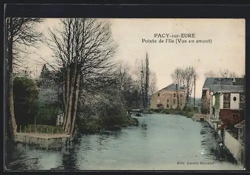 AK Pacy-sur-Eure, Pointe de l`Île, Vue en amont