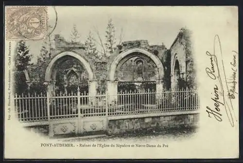 AK Pont-Audemer, Ruines de l`Église du Sépulcre et Notre-Dame du Pré