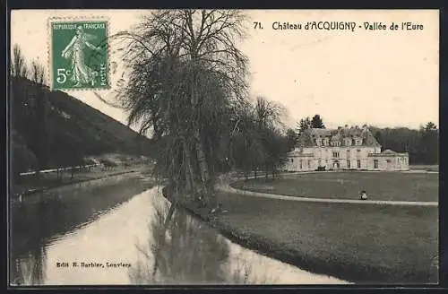 AK Acquigny, Château d`Acquigny et rivière dans la vallée de l`Eure