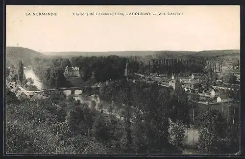 AK Acquigny, Vue générale sur le village et la rivière en Normandie