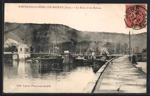 AK Amfreville-sous-les-Monts, La Seine et les Écluses