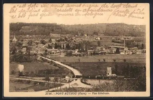 AK Pont-Authou, Vue générale du village et des paysages environnants