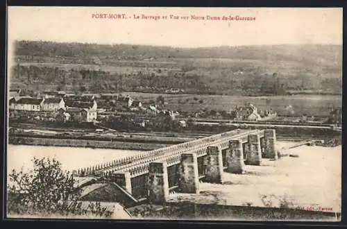 AK Port-Mort, Le Barrage et Vue sur Notre Dame de la Garenne