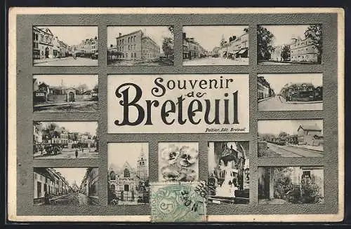 AK Breteuil, Souvenir avec vues multiples de la ville