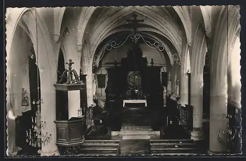 AK Appeville, Intérieur de l`église avec chaire et autel