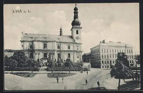 AK Lysá n. L., Blick auf die Kirche