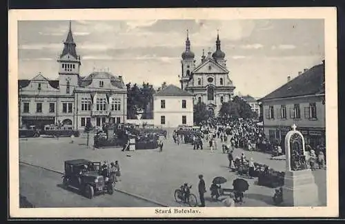 AK Stará Boleslav, Marktplatz mit Kirche