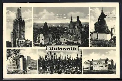 AK Rakovnik, Kirche und Ortsansicht aus der Vogelschau