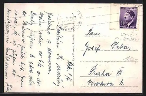 AK Rakovnik, Kirche und Ortsansicht aus der Vogelschau