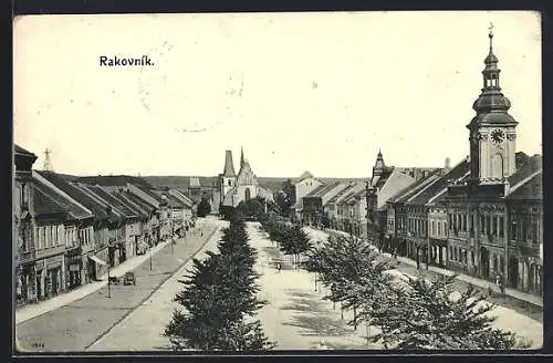 AK Rakovnik, Strassenpartie aus der Vogelschau