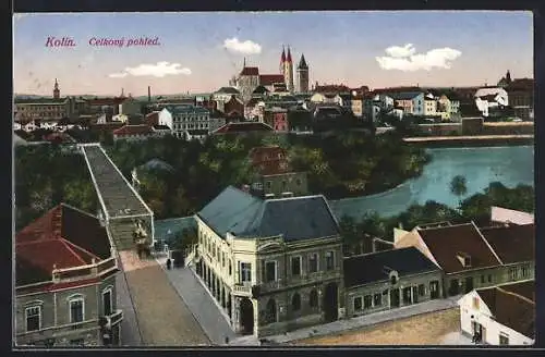 AK Kolin, Celkovy pohled, Blick zur Innenstadt