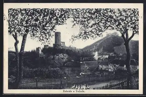 AK Zebràk, Ortsansicht mit Burg Totschnik